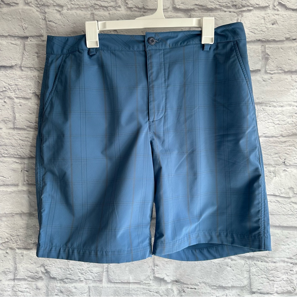 Preowned Mens Under Armour Performance Blue Plaid Stripe Shorts Mens 36 Preowned Mens Under Armour Performance Blue Plaid Stripe Shorts Mens 36
